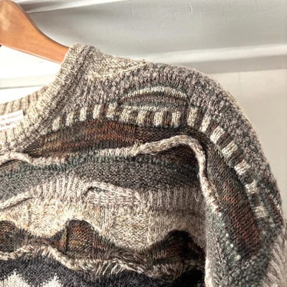 Norm Thompson Vintage Sweater Mens Textured Coogi Style Brown Medium - Picture 3 of 13